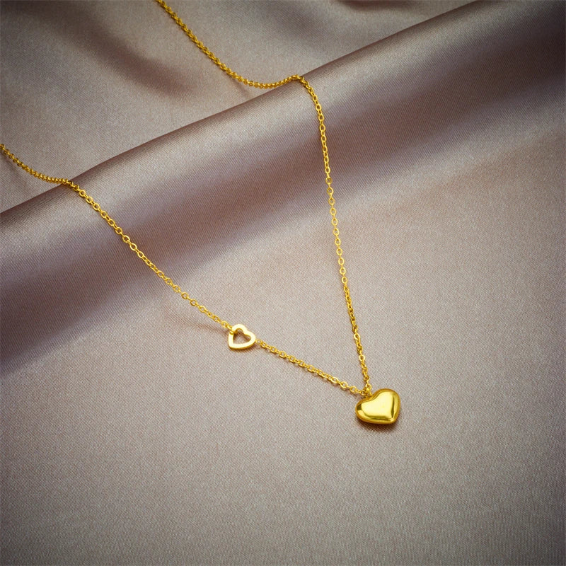 316L Stainless Steel Gold Color Love Heart Necklaces for Women Chokers 2021Trend Fashion Festival Party Gift Jewelry