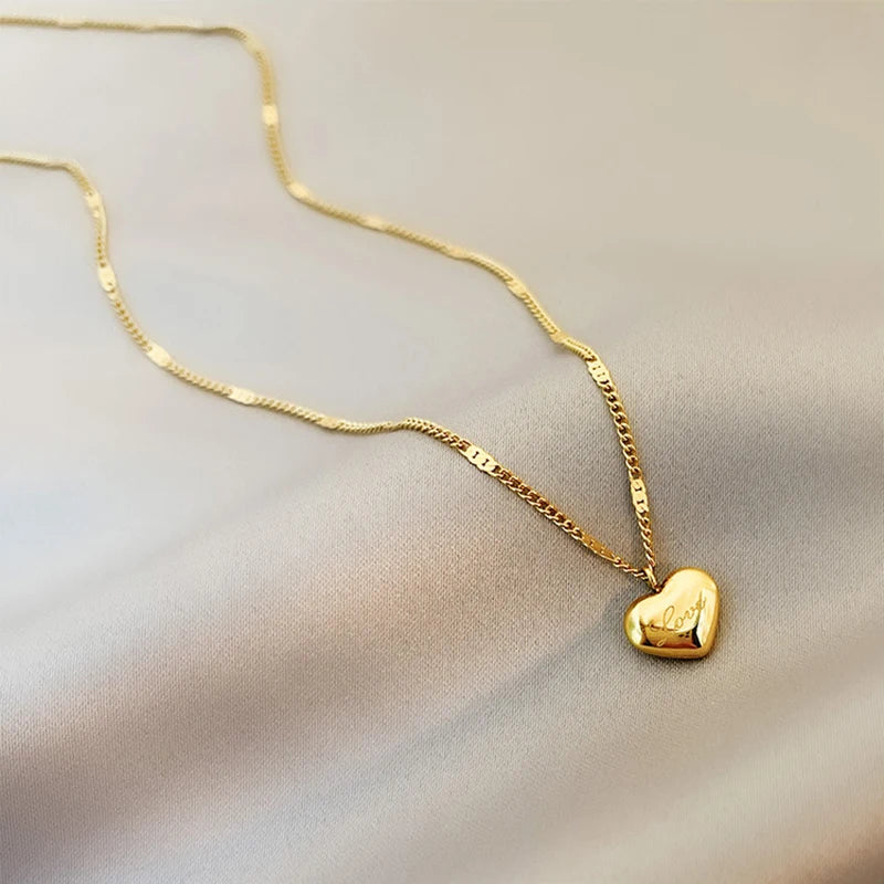 316L Stainless Steel Gold Color Love Heart Necklaces for Women Chokers 2021Trend Fashion Festival Party Gift Jewelry