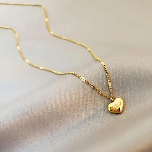 316L Stainless Steel Gold Color Love Heart Necklaces for Women Chokers 2021Trend Fashion Festival Party Gift Jewelry
