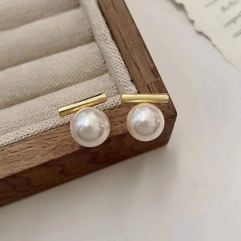 New French Minimalist Grey Imitation Pearl Pendant Earrings 2025 Fashion Jewelry Daily Wear Accessories for Girls Women‘S Party