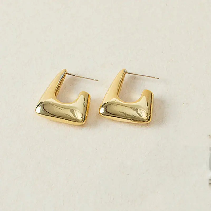 2025New Classic Copper Alloy Smooth Metal Hoop Earrings For Woman Fashion Korean Jewelry Daily Wear earrings gold 4