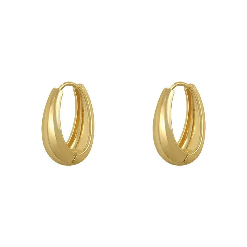 2025New Classic Copper Alloy Smooth Metal Hoop Earrings For Woman Fashion Korean Jewelry Daily Wear earrings