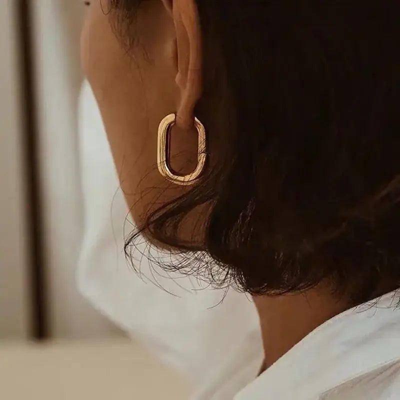 2025New Classic Copper Alloy Smooth Metal Hoop Earrings For Woman Fashion Korean Jewelry Daily Wear earrings gold 2