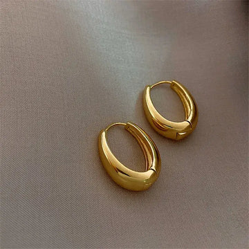 2025New Classic Copper Alloy Smooth Metal Hoop Earrings For Woman Fashion Korean Jewelry Daily Wear earrings