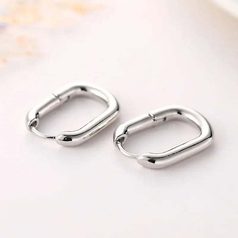 2025New Classic Copper Alloy Smooth Metal Hoop Earrings For Woman Fashion Korean Jewelry Daily Wear earrings silver