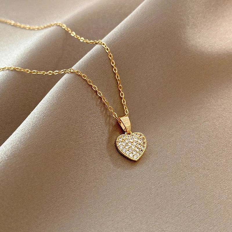316L Stainless Steel Gold Color Love Heart Necklaces for Women Chokers 2021Trend Fashion Festival Party Gift Jewelry