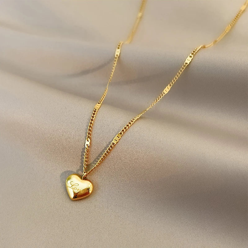 316L Stainless Steel Gold Color Love Heart Necklaces for Women Chokers 2021Trend Fashion Festival Party Gift Jewelry