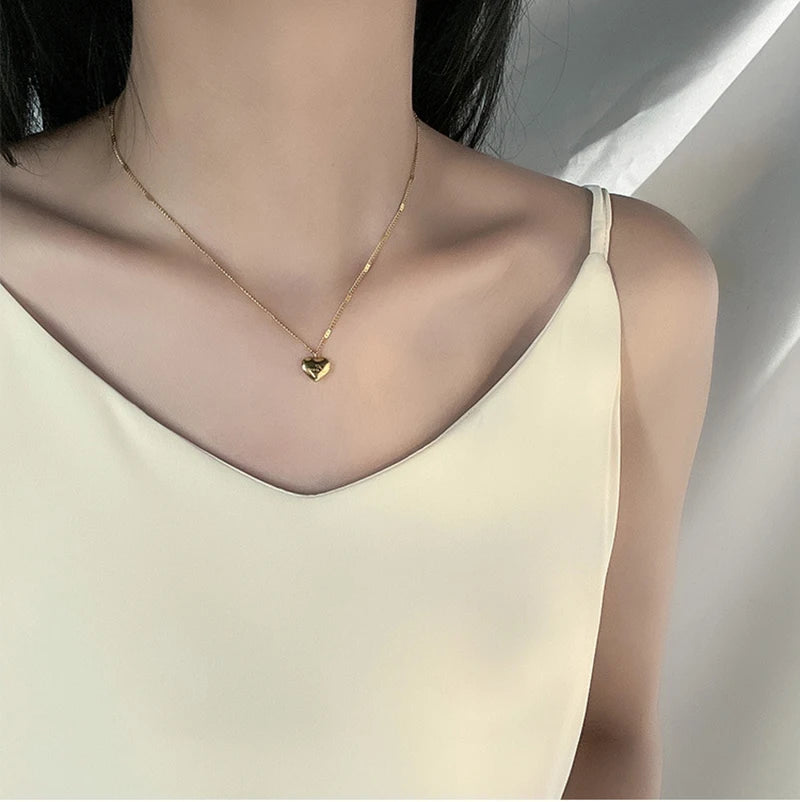 316L Stainless Steel Gold Color Love Heart Necklaces for Women Chokers 2021Trend Fashion Festival Party Gift Jewelry
