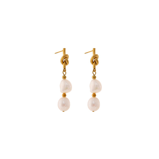 Geometric Pearl Drop Earrings