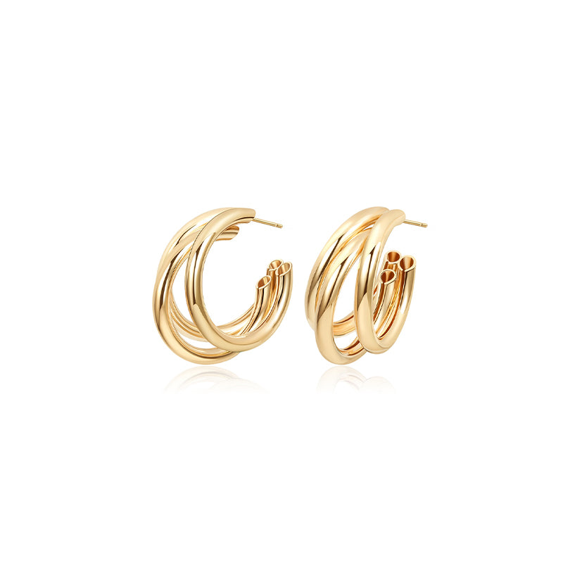 Gold-Plated Vintage Geometric Metal Earrings - Louiza jewellery ltd