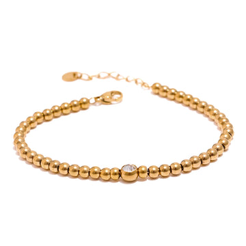 Stainless Steel Bead Chain Bangle Bracelet Cubic Zirconia Jewelry Trendy Golden Metal Waterproof Bracelet браслеты женские