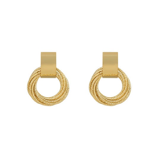 Retro Metallic Gold Colour Multiple Small Circle Pendant Earrings 2025 Jewelry fashion Wedding Party Unusual Earrings For Woman