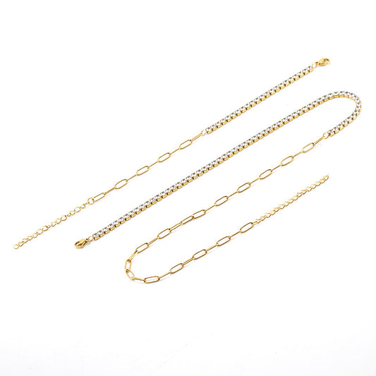 Stainless Steel Diamond-studded Necklace Female 18K Gold