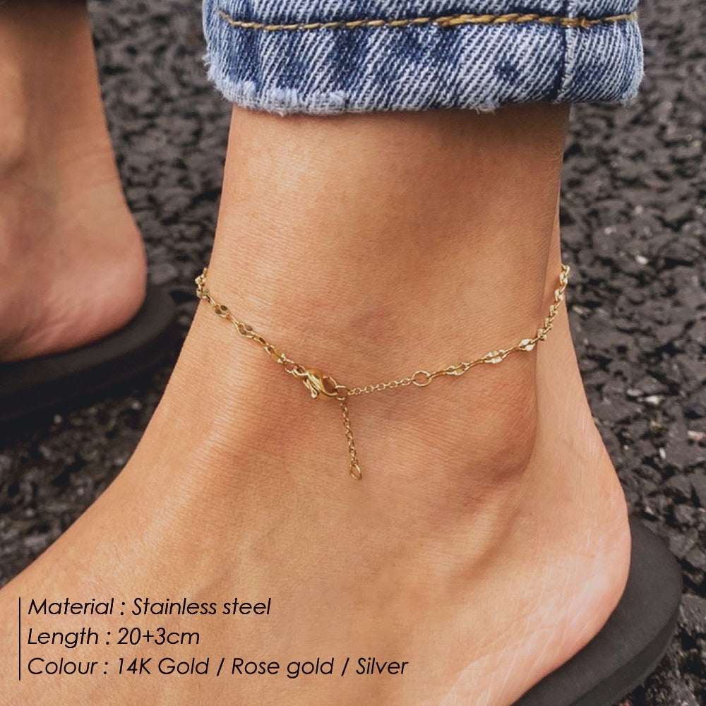 Stainless Steel Fish Lips Chain Anklet - Louiza jewellery ltd