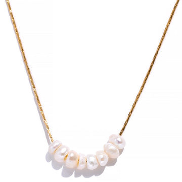 Tarnish Free Natural Pearl Beads Chic Exquisite Necklace Thin Chain Stainless Steel Minimalist Charm Collar Jewelry Women